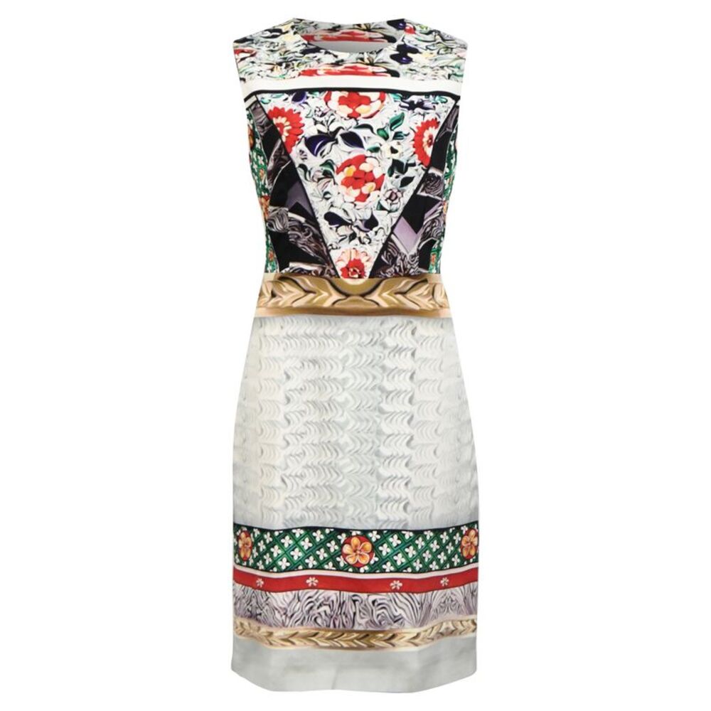 Mary Katrantzou Knee Length Printed Dress in Multicolor Silk